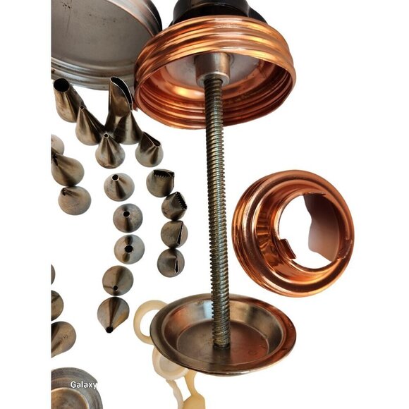 Aluminum & Copper Cookie Press & Icing Set With Pastry Piping Tips - Picture 12 of 15